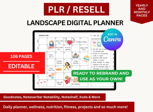 MRR PLR Resell Digital Planner (Landscape)
