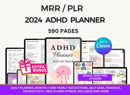 MRR Master Resale Rights PLR ADHD Hyperlinked Planner