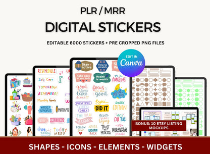 Master Resell Rights MRR PLR Digital Stickers, Commercial Use Stickers, Resell Stickers