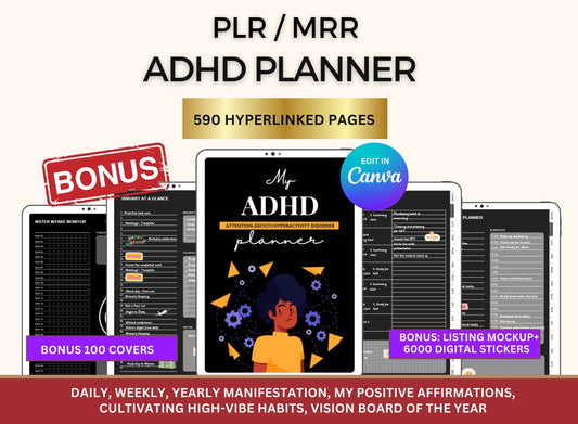 MRR PLR Dark Adhd Planner  - Commercial Use
