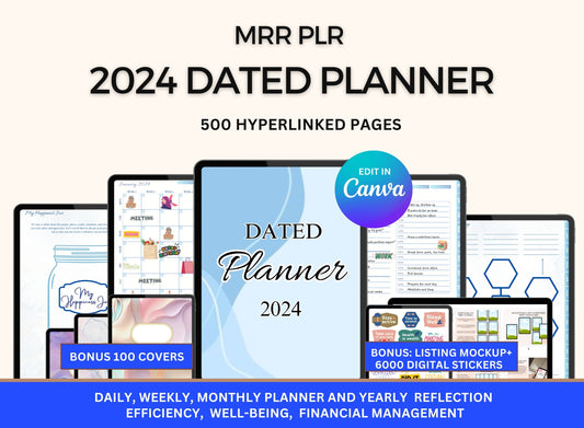 Master Resell Rights MRR PLR Resell Digital Planner - Hyperlinked 2024 Planner