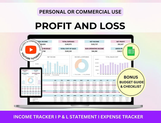 MRR PLR Resell Profit and Loss Statement Spreadsheet - Personal or Commercial Use