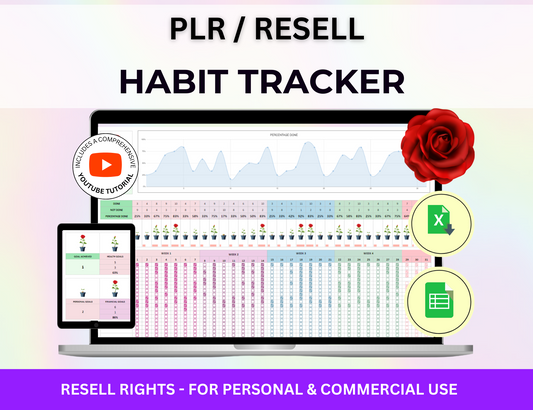 resell excel, plr tracker, PLR Templates, plr template, PLR planner, plr habit tracker,