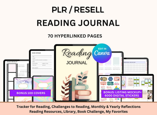 MRR PLR Reading Journal - Editable Canva Hyperlinked Planner